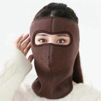 Khẩu trang ninja lót nỉ che kín tai dán sau gáy chống gió lạnh - khau trang ninja ni che tai dan gay - Nâu che cổ