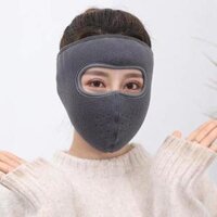 Khẩu trang ninja nỉ che kín mặt kín tai chống nắng chống gió lạnh mùa đông giữ ấm nam nữ - Xám