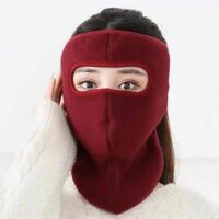 Khẩu trang ninja trùm kín mặt che tai chống nắng chống gió bụi vải nỉ dán sau gáy thích hợp chạy xe đi công trình - Đỏ đô che cổ