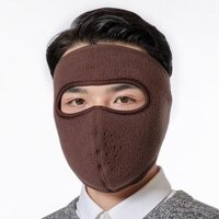 Khẩu trang ninja trùm kín mặt che tai chống nắng chống gió bụi vải nỉ dán sau gáy thích hợp chạy xe đi công trình - Nâu