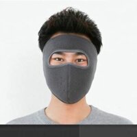 Khẩu trang ninja trùm kín mặt che tai chống nắng chống gió bụi vải nỉ dán sau gáy thích hợp chạy xe đi công trình - Xám