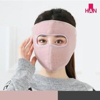 Khẩu trang ninja trùm kín mặt che tai chống nắng chống gió bụi vải nỉ dán sau gáy thích hợp chạy xe đi công trình - Hồng