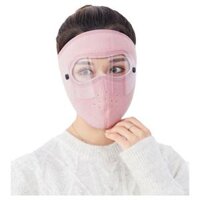 Khẩu trang ninja trùm kín mặt thêm kính bảo vệ mắt chống nắng chống gió bụi nắng hanh mùa đông nam nữ - Hồng kính