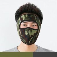 Khẩu trang ninja trùm kín mặt che tai chống nắng chống gió bụi vải nỉ dán sau gáy thích hợp chạy xe đi công trình - Rằn ri