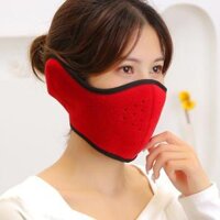 Khẩu trang ninja trùm kín mặt che tai chống nắng chống gió bụi vải nỉ dán sau gáy thích hợp chạy xe đi công trình - Đỏ tươi che tai