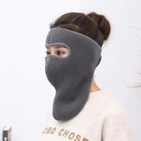 Khẩu trang ninja vải nỉ kính bảo vệ mắt dán gáy che kín tai chạy xe phượt nam nữ - khau trang ni - Xám che cổ