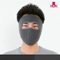 Khẩu trang ninja vải nỉ kính bảo vệ mắt dán gáy che kín tai chạy xe phượt nam nữ - khau trang ni - Xám