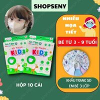 Khẩu trang trẻ em 5d mask từ 3-8 tuổi ngăn khói bụi không sù lông An Tâm Hộp 10 cái - Gấu trúc
