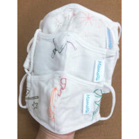 Khẩu trang trẻ em vải Mamaru nano bạc kháng khuẩn 0m-24m (set 3 cái)