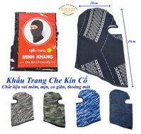 KHẨU TRANG TRÙM ĐẦU Kiểu ninja Chất liệu vải siêu mềm mịn Co giãn Chống nắng Chống bụi Thương hiệu MINH KHANG - Màu Trắng In hình BK