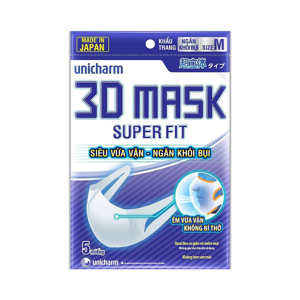 Khẩu trang Unicharm 3D Mask Super Fit (5 Miếng)