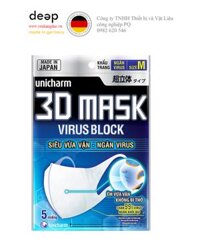Khẩu Trang Unicharm 3D Mask Virus Block - Ngăn Virus  DEEP30 www.yeuhangduc.vn sẵn sàng cho bạn