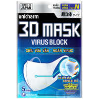 Khẩu Trang Unicharm 3D Mask Virus Block Ngăn Virus Gói