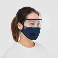 KHẨU TRANG VẢI 5 LỚP KÈM KÍNH CHE BỤI CÓ VAN THỞ CHUYÊN DỤNG DÀNH CHO NHÂN VIÊN Y TẾ. MĂT KÍNH THÁO RỜI TIỆN ÍCH KT TÁI SỬ DỤNG NHIỀU LẦN - Xanh Than