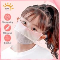 Khẩu trang vải chống nắng trẻ em Anasi CD48  Thun lụa mỏng thoáng - Xanh