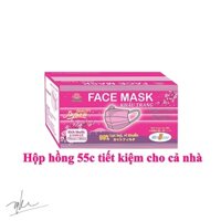 Khẩu trang y tế 3 lớp VinaMask hồng hộp 55 cái