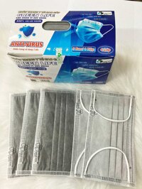 Khẩu trang y tế 4 lớp vải SMS kháng khuẩn GREEN LIFE SEN VIỆT đủ các màu xanh, trắng, xám, hồng, đen - GREEN LIFE XÁM