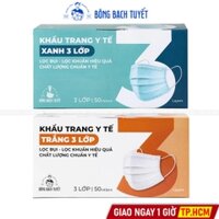 Khẩu Trang Y Tế Bông Bạch Tuyết (Hộp 50 Cái - 3 Lớp)