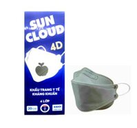 Khẩu Trang Y Tê Cao Cấp 4D SUN CLOUD Hôp 20 Cai - 99 Lọc Khuẩn, Bụi, Virus, Ôm Khít Mặt, Không Đau Tai, Không Lem Son - MAU XAM