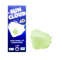 Khẩu Trang Y Tê Cao Cấp 4D SUN CLOUD Hôp 20 Cai - 99 Lọc Khuẩn, Bụi, Virus, Ôm Khít Mặt, Không Đau Tai, Không Lem Son - MAU XANH LA MA