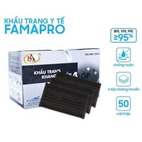 Khẩu trang y tế Famapro 4 lớp kháng khuẩn màu đen hộp 50 cái