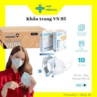 Khẩu trang y tế VN95 an tâm, Lẻ 10 cái. sỉ thùng 500 cái, kháng khuẩn chống virus Corona chủng BA5, chuyên dụng cho bệnh viện - 1 HỘP-10 CÁI - ĐEN