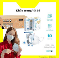 Khẩu trang y tế VN95 an tâm, Lẻ 10 cái. sỉ thùng 500 cái, kháng khuẩn chống virus Corona chủng BA5, chuyên dụng cho bệnh viện - 1 HỘP-10 CÁI - XÁM