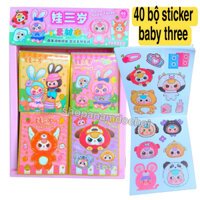 Khay 40 bộ sticker baby three , nhãn dán búp bê baby three mới