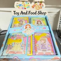 Khay 40 quyển sổ lò xo Sticker chibi Công chúa thay đồ cổ trang