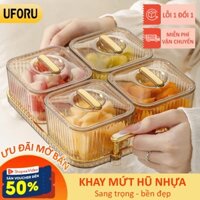 Khay 4,6 hũ đựng bánh kẹo tết có nắp, Khay mứt tết đẹp 2025 chất liệu nhựa Acrylic cao cấp kiểu dáng sang trọng - UF405