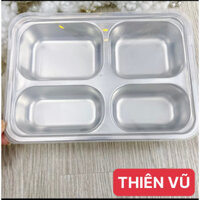 Khay ăn 4 ngăn nhỏ, khay inox đựng thức ăn cho bé, khay cơm inox - gia dụng Thiên vũ