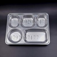 Khay ăn cơm 5 ngăn sâu lòng inox 304 loại dày
