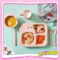 Khay ăn cơm cho bé chất liệu lúa mạch cao cấp an toàn hình khủng long sinh động đáng yêu AD26