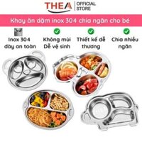 Khay ăn dặm, ăn cơm đựng thức ăn cho bé bằng inox 304 an toàn chia 3-4-5 ngăn nhiều hình đa dạng – THEA