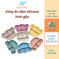 Khay ăn dặm cho bé bằng silicone cao cấp 3 ngăn hình gấu dễ thương, Shop Bếp Của Mẹ