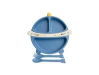 Khay ăn dặm cho bé dĩa bay dễ thương nhựa PP 3 ngăn kèm muỗng nĩa 6542 – cái