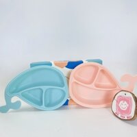 Khay ăn dặm cho bé hình cá heo AAG, khay nhựa có nắp đậy đảm bảo vệ sinh, không mùi, an toàn cho trẻ