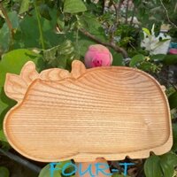 Khay Ăn Dặm Cho bé, Khay bò Bít Tết Dĩa Gỗ Decor Con Trâu Đựng Thức Ăn Trang Trí Nguyên Khối Đẹp Dai Bền, Four-T Shop