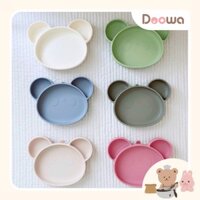 Khay ăn dặm cho bé, khay chia ngăn hình gấu Barrot chất liệu Silicon chịu nhiệt - Doowa