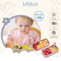Khay Ăn Dặm Cho Bé Mang Đi LIL'SLUX Chất Liệu Bằng Silicone Có Chia Ngăn Kèm Set Thìa Dĩa Tiện Lợi - LKAD04