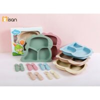 Khay ăn dặm cho bé Misan bằng silicone cao cấp hình Khủng long dễ thương ( kèm thìa dĩa KL)