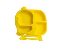 Khay ăn dặm cho bé vịt con dễ thương nhựa PP 4 ngăn kèm muỗng nĩa 6230 – cái