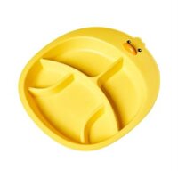 Khay ăn dặm cho bé vịt con dễ thương nhựa PP 5 ngăn kèm muỗng nĩa 6648 – cái