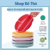 Khay Ăn Dặm Chống Đổ Đế Hút Bạch Tuộc (Mẫu Mới 2023) Siêu Dính, Khay Ăn Dặm Cho Bé Có Nắp Đậy