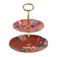 Khay bánh 2 tầng Wedgwood Paeonia Blush Coral