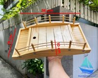 Khay cầu gỗ sushi sashimi 2 tầng 36cm nhà hàng Nhật