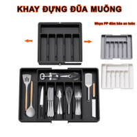 Khay chia thìa dĩa đũa lớn nhiều ngăn - Khay Đựng Dao Kéo tủ bếp nhựa dày đẹp -AVE.Official