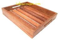 Khay Chữ Nhật Bằng Gỗ Dừa (27x23CM - Đáy Khe Ngang) - Mỹ Nghệ Bến Tre