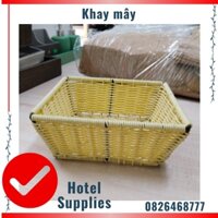 Khay Chữ Nhật Nhựa Giả Mây Đựng Hoa Quả Bánh Kẹo Đồ Dùng Tiện Lợi