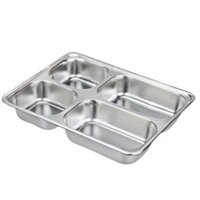 Khay cơm 4 ngăn inox sâu lòng không nắp hàng dày dặn